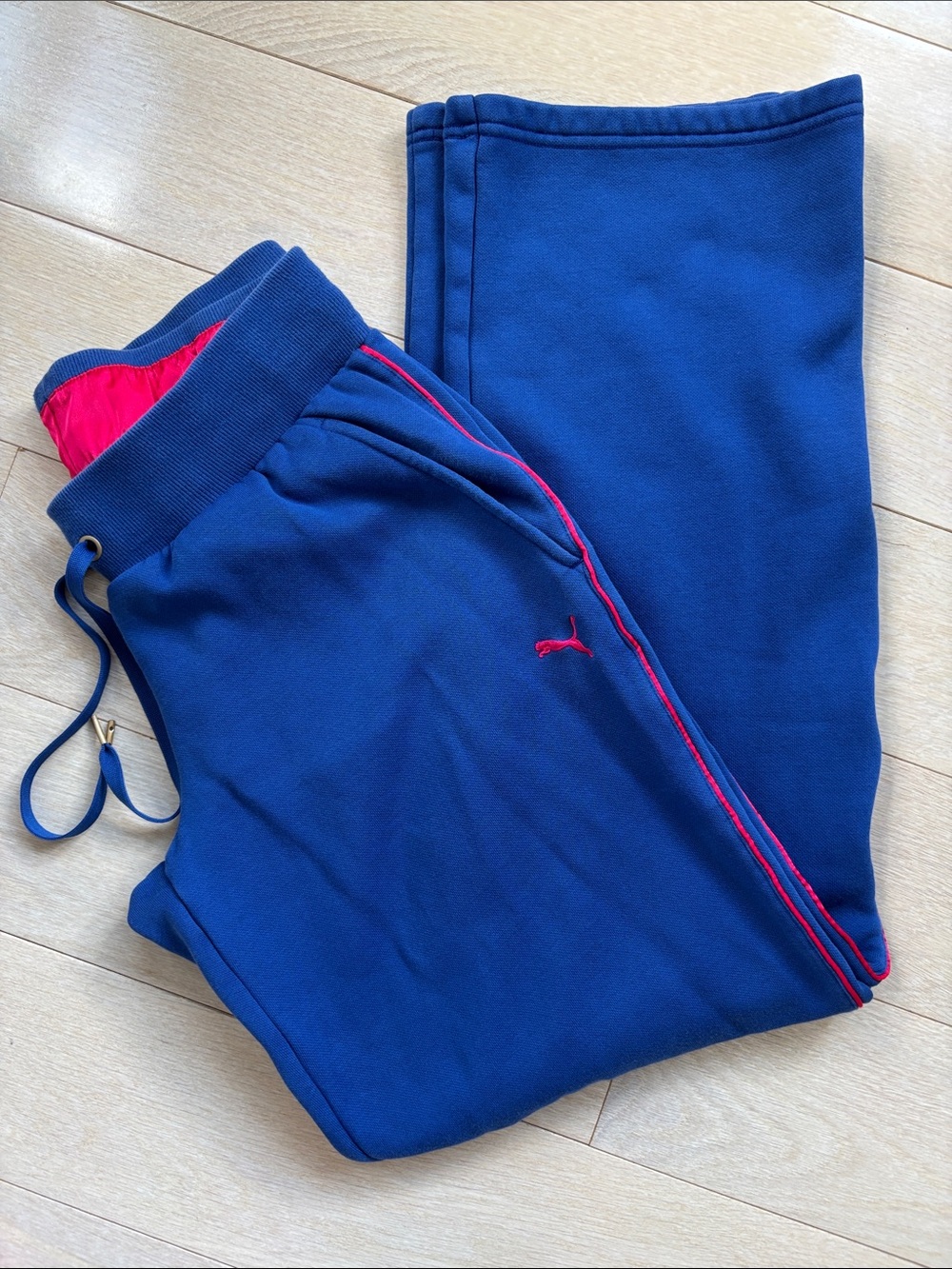Puma Blue and Red Fleece-Lined Jogger Pants